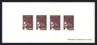 2002 58-69c France 'Marianne (With Euro Denominations)' Compound Trial Color Proof Miniature Sheetlet, Epreuve de Luxe, Deluxe Presentation Miniature Sheet