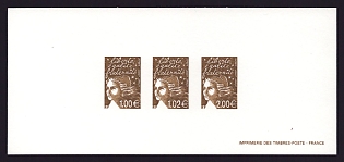 2002 1-2€ France 'Marianne (With Euro Denominations)' Compound Trial Color Proof Miniature Sheetlet, Epreuve de Luxe, Deluxe Presentation Miniature Sheet