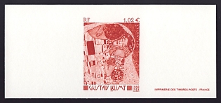 2002 1.02€ France 'The Kiss, by Gustav Klimt' Trial Color Proof Miniature Sheetlet, Epreuve de Luxe, Deluxe Presentation Miniature Sheet