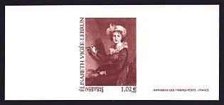 2002 1.02€ France 'Self-Portrait, by Elisabeth Vigee-Lebrun' Trial Color Proof Miniature Sheetlet, Epreuve de Luxe, Deluxe Presentation Miniature Sheet