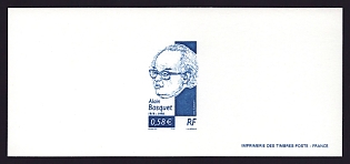 2002 58c France 'Alain Bosquet (1919-98), Poet' Trial Color Proof Miniature Sheetlet, Epreuve de Luxe, Deluxe Presentation Miniature Sheet