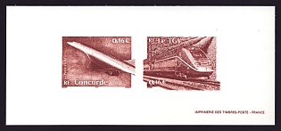 2002 46c France 'Transportation' Compound Trial Color Proof Miniature Sheetlet, Epreuve de Luxe, Deluxe Presentation Miniature Sheet