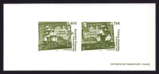 2002 46-79c France 'Map of Australia, portrait and ship' Compound Trial Color Proof Miniature Sheetlet, Epreuve de Luxe, Deluxe Presentation Miniature Sheet