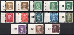 1926 Weimar Republic, Germany, Complete Set, Margin, Plate Numbers