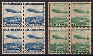 1936 Third Reich, Germany, Airmail, Complete Set, Blocks of Four