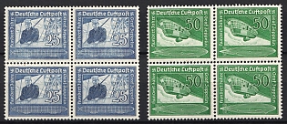 1938 Third Reich, Germany, Airmail, Complete Set, Blocks of Four