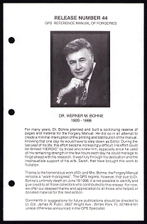 Germany Philatelic Society Reference Manual of Forgeries - Release Number 44: Dr. Werner M. Bohne, Published by the German Philatelic Society