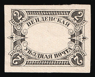 1901-03 2k Wenden, Livonia, Russian Empire, Russia, Type II, Proof, Black Color