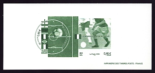 2002 46c France '2002 World Cup Soccer Championships, Japan and Korea' Compound Trial Color Proof Miniature Sheetlet, Epreuve de Luxe, Deluxe Presentation Miniature Sheet