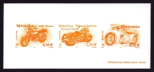 2002 16-30c France 'Motorcycles' Compound Trial Color Proof Miniature Sheetlet, Epreuve de Luxe, Deluxe Presentation Miniature Sheet