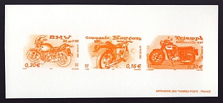2002 16-30c France 'Motorcycles' Compound Trial Color Proof Miniature Sheetlet, Epreuve de Luxe, Deluxe Presentation Miniature Sheet