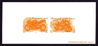 2002 16-30c France 'Motorcycles' Compound Trial Color Proof Miniature Sheetlet, Epreuve de Luxe, Deluxe Presentation Miniature Sheet