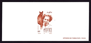 2002 46c France 'Georges Perec (1936-82), Writer' Trial Color Proof Miniature Sheetlet, Epreuve de Luxe, Deluxe Presentation Miniature Sheet