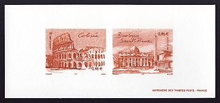 2002 46c France 'Attractions in Rome' Compound Trial Color Proof Miniature Sheetlet, Epreuve de Luxe, Deluxe Presentation Miniature Sheet