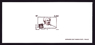 2002 46c France 'Alexandre Dumas (Father) (1802-70), Writer' Trial Color Proof Miniature Sheetlet, Epreuve de Luxe, Deluxe Presentation Miniature Sheet