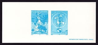 2003 46c, 46c + 9c France 'Lucky Luke and Jolly Jumper' Compound Trial Color Proof Miniature Sheetlet, Epreuve de Luxe, Deluxe Presentation Miniature Sheet