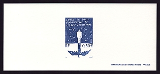2003 50c France 'Charter of Fundamental Rights of the European Union' Trial Color Proof Miniature Sheetlet, Epreuve de Luxe, Deluxe Presentation Miniature Sheet