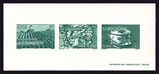 2003 50c France 'Vineyards of Champagne; Cassoulel; Limoges porcelain' Compound Trial Color Proof Miniature Sheetlet, Epreuve de Luxe, Deluxe Presentation Miniature Sheet