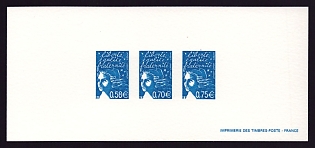 2003 58-75c France 'Marianne With Euro Denominations' Compound Trial Color Proof Miniature Sheetlet, Epreuve de Luxe, Deluxe Presentation Miniature Sheet