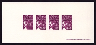 2003 90c-1.90€ France 'Marianne With Euro Denominations' Compound Trial Color Proof Miniature Sheetlet, Epreuve de Luxe, Deluxe Presentation Miniature Sheet