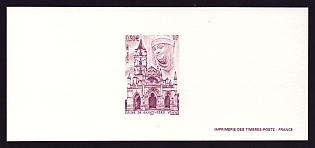 2003 50c France 'Saint-Pere Church, Yonne' Trial Color Proof Miniature Sheetlet, Epreuve de Luxe, Deluxe Presentation Miniature Sheet