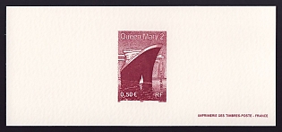 2003 50c France 'Launch of the Queen Mary 2' Trial Color Proof Miniature Sheetlet, Epreuve de Luxe, Deluxe Presentation Miniature Sheet