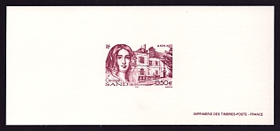 2004 50c France 'George Sand (1804-76), Writer' Trial Color Proof Miniature Sheetlet, Epreuve de Luxe, Deluxe Presentation Miniature Sheet