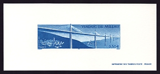 2004 50c France 'Opening of Millau Viaduct' Trial Color Proof Miniature Sheetlet, Epreuve de Luxe, Deluxe Presentation Miniature Sheet