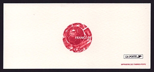 1998 3fr France '1998 World Cup Soccer Championships, France' Trial Color Proof Miniature Sheetlet, Epreuve de Luxe, Deluxe Presentation Miniature Sheet
