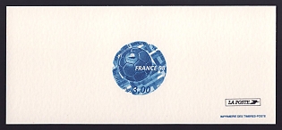1998 3fr France '1998 World Cup Soccer Championships, France' Trial Color Proof Miniature Sheetlet, Epreuve de Luxe, Deluxe Presentation Miniature Sheet