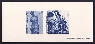 1999 5-10fr France 'Venus de Milo; Liberty Guiding the People, by Delacroix' Compound Trial Color Proof Miniature Sheetlet, Epreuve de Luxe, Deluxe Presentation Miniature Sheet