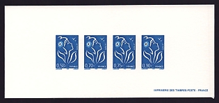 2005-07 58-90c France 'Marianne' Compound Trial Color Proof Miniature Sheetlet, Epreuve de Luxe, Deluxe Presentation Miniature Sheet