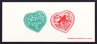 2005 53-82c France 'Hearts' Compound Trial Color Proof Miniature Sheetlet, Epreuve de Luxe, Deluxe Presentation Miniature Sheet