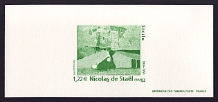 2005 1.22€ France 'Sicile, by Nicolas de Stael' Trial Color Proof Miniature Sheetlet, Epreuve de Luxe, Deluxe Presentation Miniature Sheet