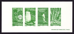 2005 53c France 'Aspects of Life in French Regions Type of 2003' Compound Trial Color Proof Miniature Sheetlet, Epreuve de Luxe, Deluxe Presentation Miniature Sheet