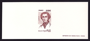 2005 90c France 'Alexis de Tocqueville (1805-59), Writer' Trial Color Proof Miniature Sheetlet, Epreuve de Luxe, Deluxe Presentation Miniature Sheet