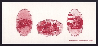 2005 53c France 'Gordon Bennett Cup, Cent' Compound Trial Color Proof Miniature Sheetlet, Epreuve de Luxe, Deluxe Presentation Miniature Sheet