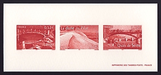 2005 53c France 'Aspects of Life in the French Regions Type of 2003' Compound Trial Color Proof Miniature Sheetlet, Epreuve de Luxe, Deluxe Presentation Miniature Sheet