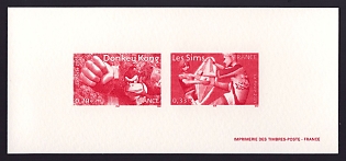 2005 20-33c France 'Video Game Characters' Compound Trial Color Proof Miniature Sheetlet, Epreuve de Luxe, Deluxe Presentation Miniature Sheet