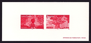 2005 20-33c France 'Video Game Characters' Compound Trial Color Proof Miniature Sheetlet, Epreuve de Luxe, Deluxe Presentation Miniature Sheet