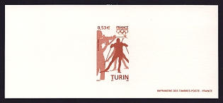 2006 53c France '2006 Winter Olympics, Turin' Trial Color Proof Miniature Sheetlet, Epreuve de Luxe, Deluxe Presentation Miniature Sheet