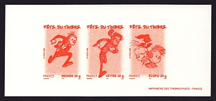 2006 53c France 'Fantasio, Spip and Spirou' Compound Trial Color Proof Miniature Sheetlet, Epreuve de Luxe, Deluxe Presentation Miniature Sheet