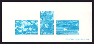 2006 53c France 'Aspects of Life in the French Regions Type of 2003' Compound Trial Color Proof Miniature Sheetlet, Epreuve de Luxe, Deluxe Presentation Miniature Sheet