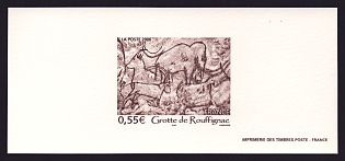 2006 55c France 'Prehistoric Drawings in Rouffignac Cave' Trial Color Proof Miniature Sheetlet, Epreuve de Luxe, Deluxe Presentation Miniature Sheet