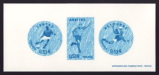 2006 53c France '2006 World Cup Soccer Championships, Germany' Compound Trial Color Proof Miniature Sheetlet, Epreuve de Luxe, Deluxe Presentation Miniature Sheet