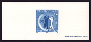 2006 53c France 'French Open Golf Championship, Cent' Trial Color Proof Miniature Sheetlet, Deluxe Presentation Miniature Sheet