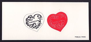 2007 54-86c France 'Hearts' Compound Trial Color Proof Miniature Sheetlet, Deluxe Presentation Miniature Sheet