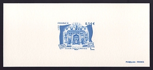 2007 54c France 'Audit Office, Bicent' Trial Color Proof Miniature Sheetlet, Deluxe Presentation Miniature Sheet