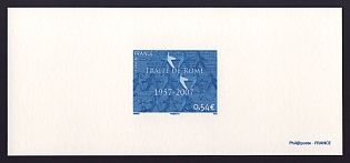 2007 54c France 'Treaty of Rome, 50th Anniv' Trial Color Proof Miniature Sheetlet, Deluxe Presentation Miniature Sheet