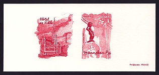 2007 54c France 'Attractions in Brussels' Compound Trial Color Proof Miniature Sheetlet, Deluxe Presentation Miniature Sheet